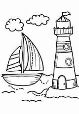 Lighthouse Faro Barco Bote sketch template