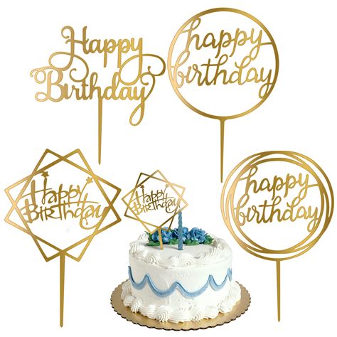 bakemaestro happy birthday cake toppers gold acrylic cake topper