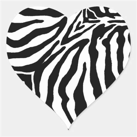 black  white zebra print heart sticker zazzlecom