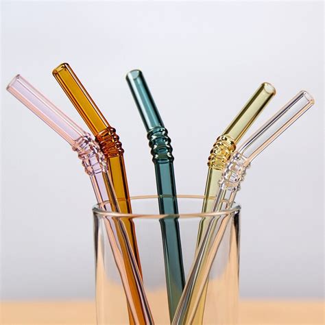 400pcs unique bent curved glass drinking straw reusable art glass straw