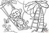 Coloring Monkey Swinging Tree Pages Drawing Printable Color Getdrawings Hanging sketch template