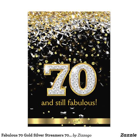 fabulous  gold silver streamers  birthday  card