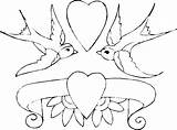 Doves Marriage Hearts Coloring Decoration Drawings Wedding sketch template
