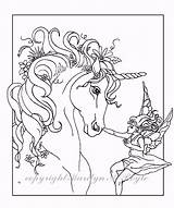 Unicorn Coloring Pages Fairy Adult Foal Fantasy Unicorns Horse Horses Printable Book Fairies Pegasus Etsy Baby Mare Adults Digital Color sketch template