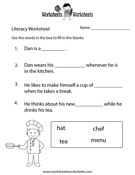 fun literacy worksheet  printable educational worksheet
