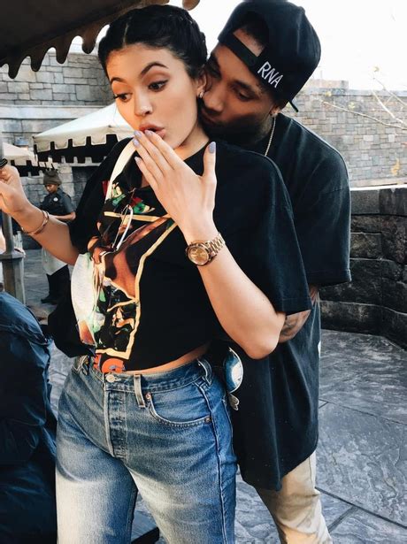 kisses for his girl tyga cosies up to his beau kylie in sweet couples