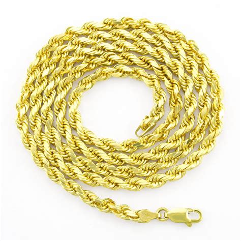 solid yellow gold mm rope necklace chain