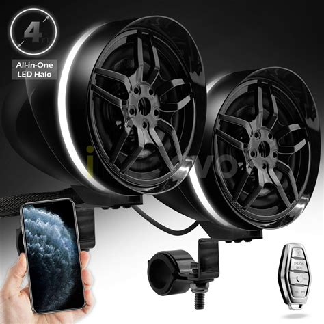 waterproof bluetooth atv rzr stereo led halo speakers mp audio system usb aux   sale