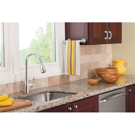 moen arbor chrome single handle pull  kitchen faucet  deck plate   kitchen faucets