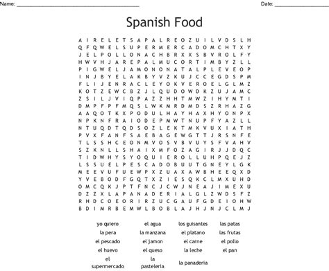 spanish word search printable