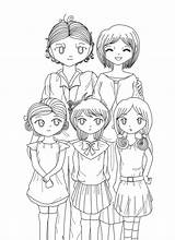 Coloring Manga Family Tutorial sketch template