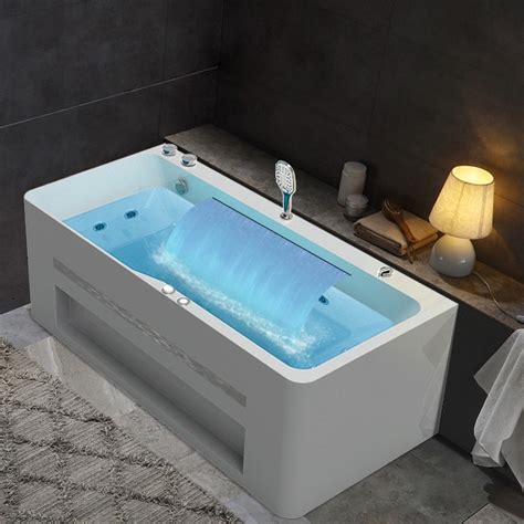 luxury   modern acrylic corner bathtub rectangular whirlpool water massage  sided apron