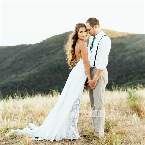 Honey Dress — Sexy Ivory White Lace Beach Wedding Dress Summer Outdoor