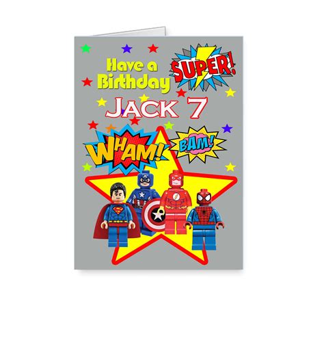 personalised lego birthday card lego boys birthday card etsy