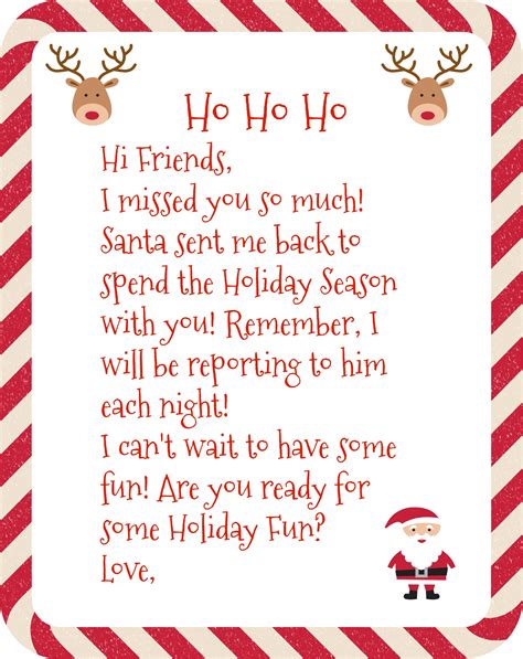 elf   shelf arrival letter printable printable word searches