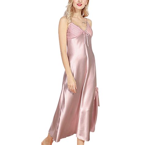 sexy dance women s silk satin elegant long nightgown pajamas