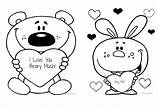 Coloring Printable Beary Much Valentines Valentine sketch template