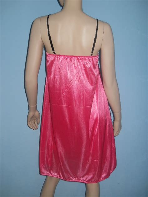 fashion care 2u l989 sexy satin ruffle trim floral pink elegant sleepwear lingerie