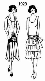 Flapper Fashion 1920s 1920 Flappers Dress 1930 Drawing Clipart Era Photographs Sketches Coloring Real Pages People Dresses 20s Roaring Fashions sketch template