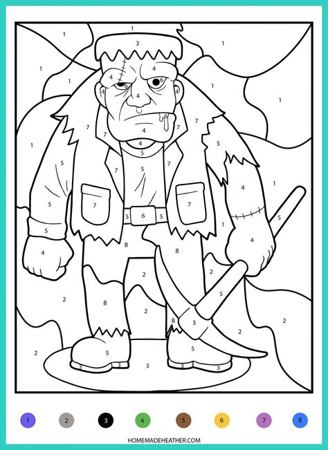 hard color  number halloween coloring pages