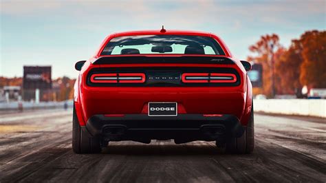 wallpaper  px car dodge challenger rear view red cars  wallup