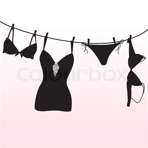 Pantie Bra And Lingerie Hanging On Stock Vector