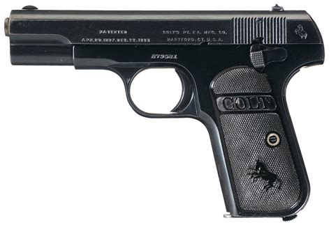 colt model  pocket hammerless semi automatic pistol rock island auction