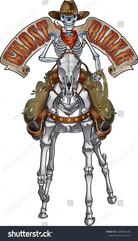 cowboy skeleton riding skeleton horse stock vector royalty