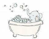 Elephant Bath Bubble Bathroom Kids Elephants Tub sketch template