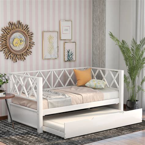 vanelc twin daybed  trundle twin daybed bed frames solid wood twin