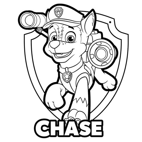 leuk voor kids chase met badge paw patrol coloring pages paw
