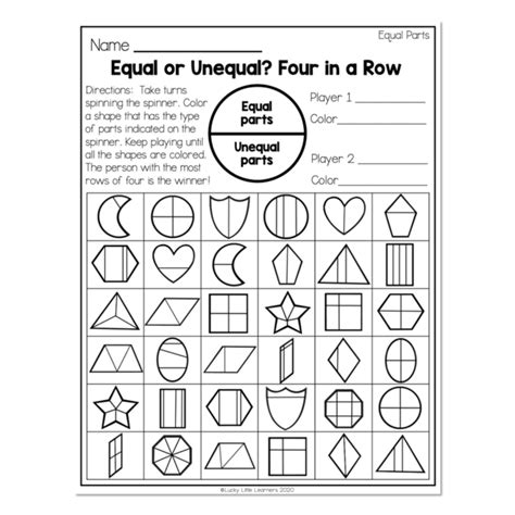 grade math worksheets geometry equal parts equal  unequal    row lucky