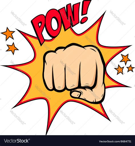 Fist Hitting In Pop Art Style Fist Punch Fist In Vector Image