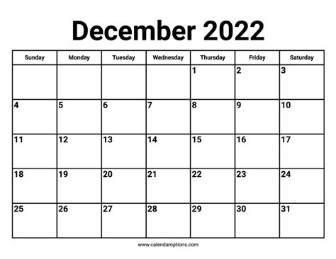 december  calendar calendar options
