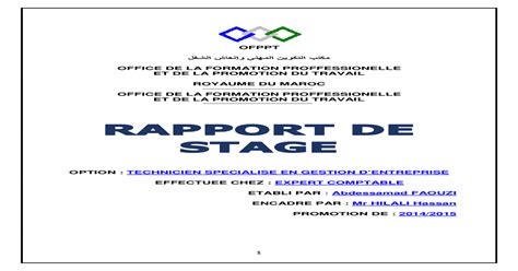 rapport de stage chez  fiduciaire ofppt