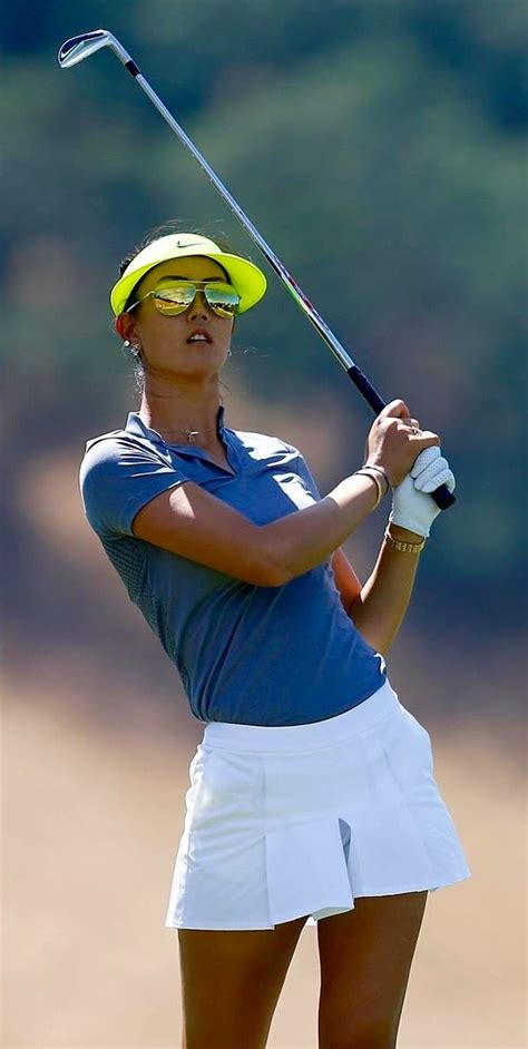Michelle Wie Blue And White Golf Outfit Womens Golf Wear