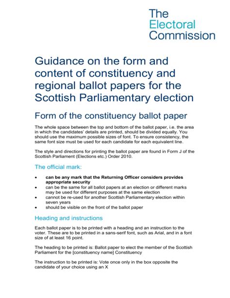 form  content  election ballot papers