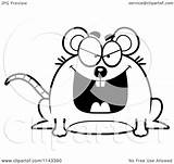 Mouse Scared Cartoon Evil Clipart Chubby Coloring Grinning Outlined Vector Cory Thoman Royalty Clipartof sketch template
