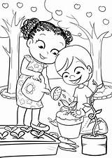Coloring Pages Gardening Kids Garden Two Color Sheets Nature Family Printable Visit sketch template