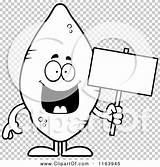 Potato Mascot Holding Sweet Sign Outlined Coloring Cartoon Vector Cory Thoman sketch template