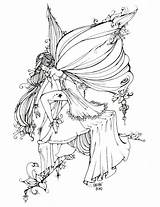 Line Fairy Coloring Pages Fairies Adult Printable Choose Board Christmas Deviantart sketch template