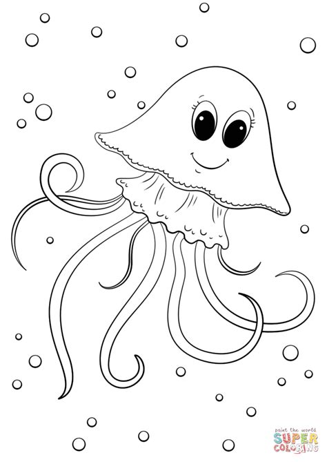 cartoon jellyfish coloring page  printable coloring pages