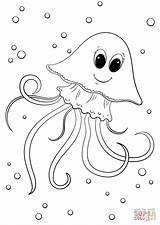 Jellyfish Coloring Pages Cartoon Jelly Colouring Clipart Cute Fish Printable Drawing Simple Supercoloring Template Getdrawings Children Templates Preschool Shark Animals sketch template