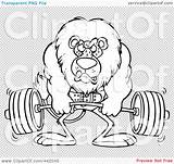 Clip Weightlifting Lion Outline Cartoon Illustration Transparent Rf Royalty Toonaday sketch template