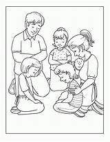 Coloring Kids Clipart Praying Prayer Family Drawing Together Library Popular sketch template