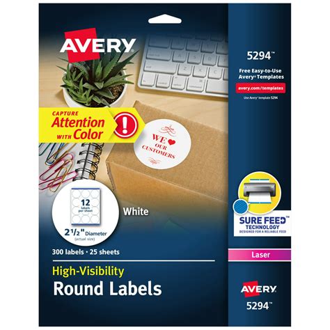 avery high visibility  labels   feed  laser printers