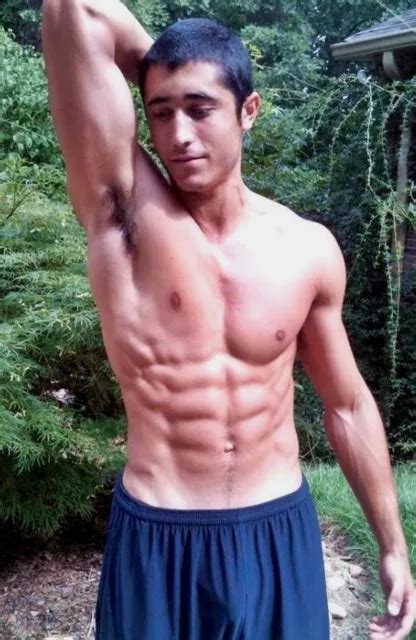Shirtless Male Hunk Jock Ripped Abs Arm Pit Showing Muscular Dude Photo