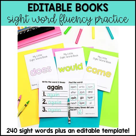 editable sight word books  kindergarten   sight word