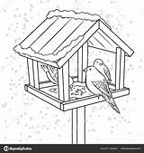 Bird Feeder Drawing Coloring Winter Getdrawings Vector sketch template