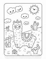 Cute Kawaii Coloring Colouring Pages Lama Easy Book Printable Llama Print Popular Available Now sketch template
